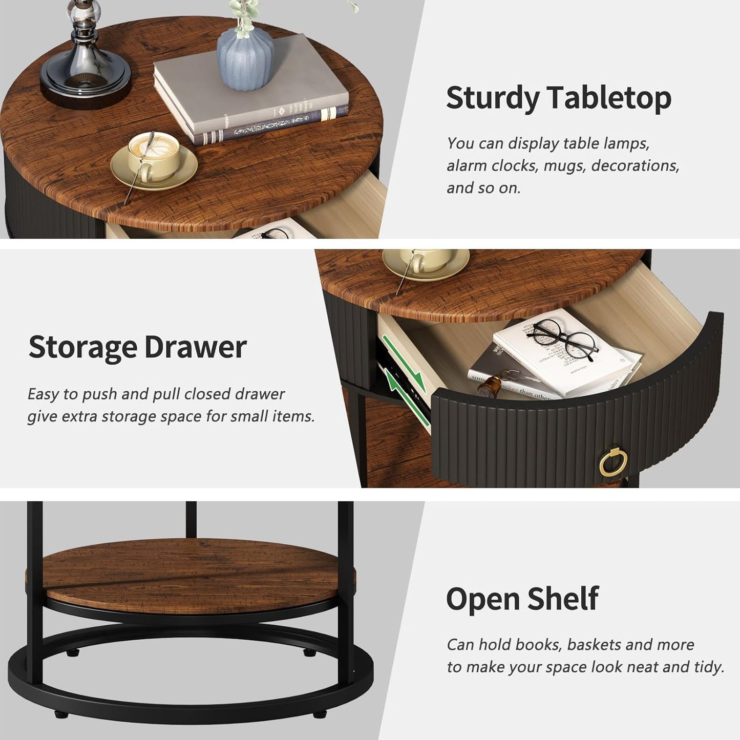 Moderno Round Side Table with Storage