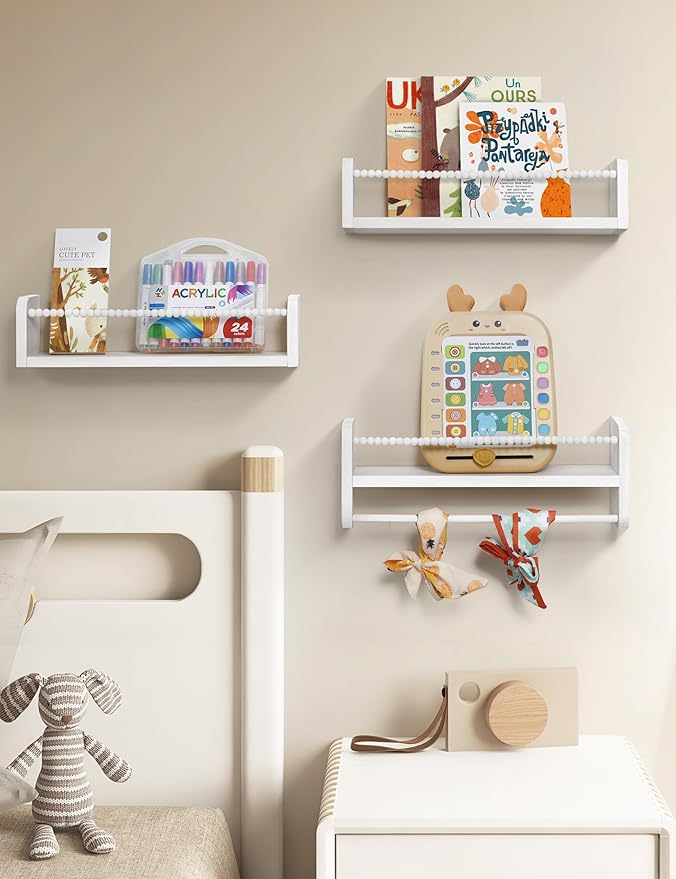 Pine Grove Nursery Floating Shelves 3-Pack with Towel Bar