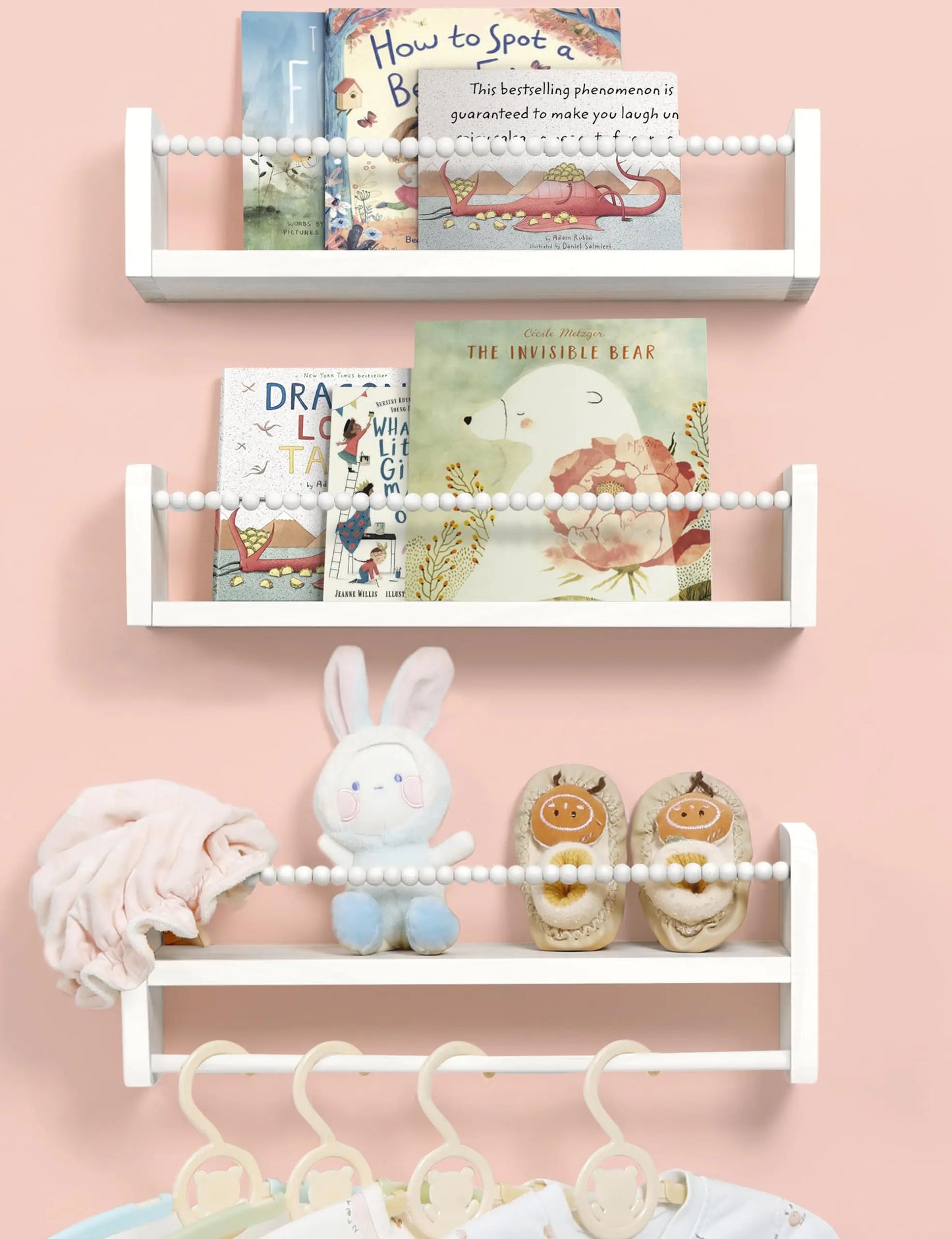 Pine Grove Nursery Floating Shelves 3-Pack with Towel Bar