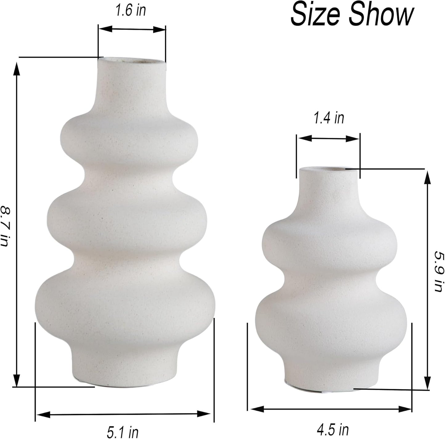 Mowtanco Off-White Ceramic Vase Duo for Modern Decor