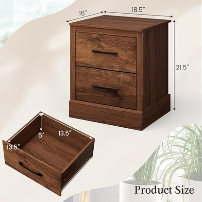Giantex Classic Walnut Bedside Table with Storage