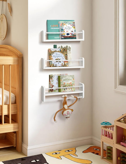 Pine Grove Nursery Floating Shelves 3-Pack with Towel Bar