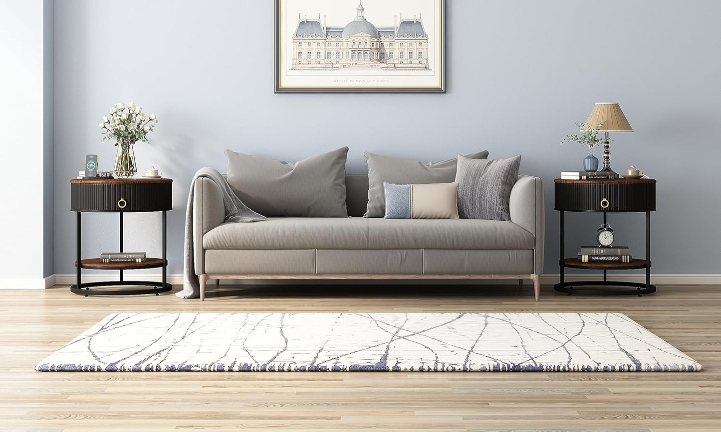 Moderno Round Side Table with Storage