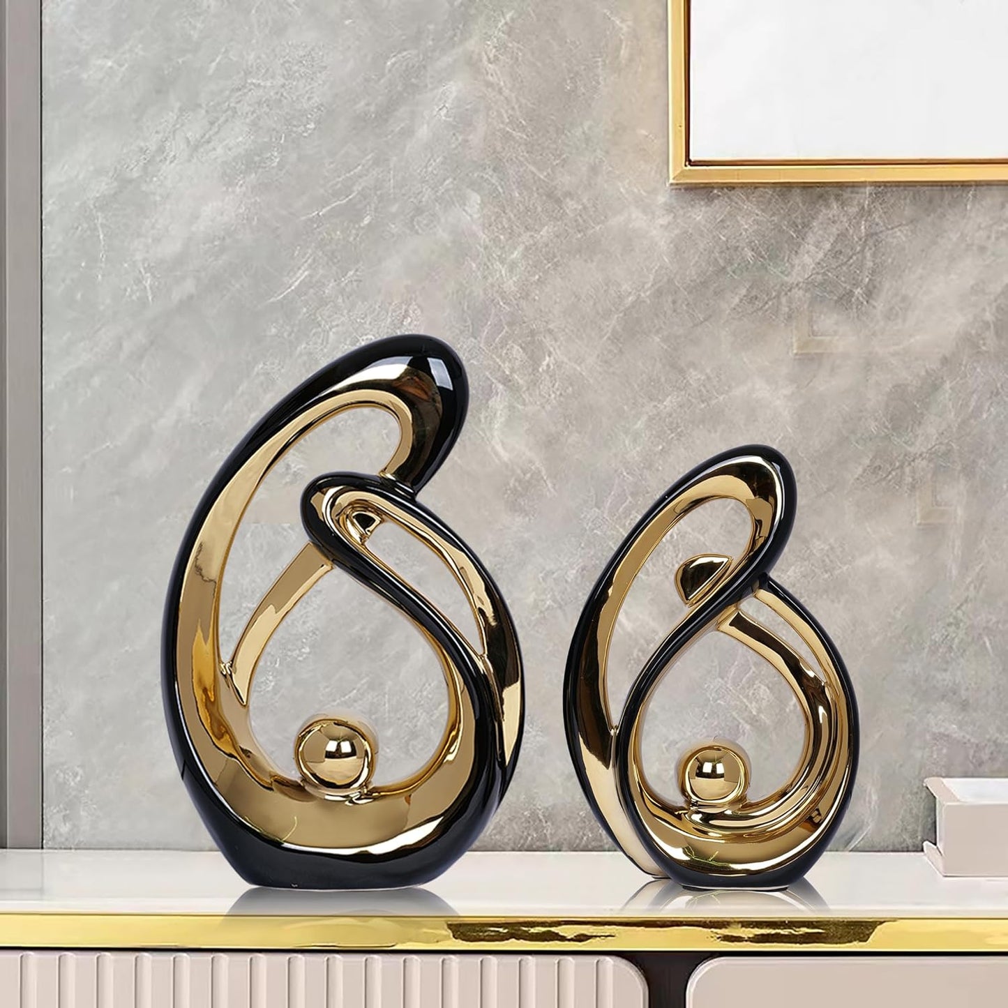Black & Gold Ceramic Decor Duo