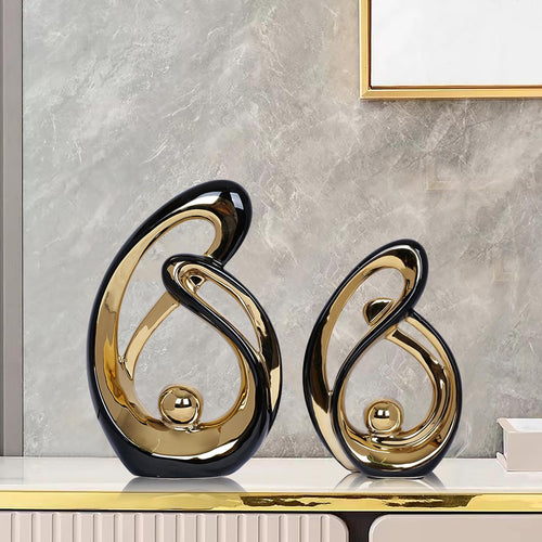 Black & Gold Ceramic Decor Duo