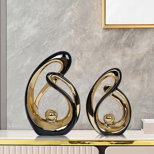 Black & Gold Ceramic Decor Duo