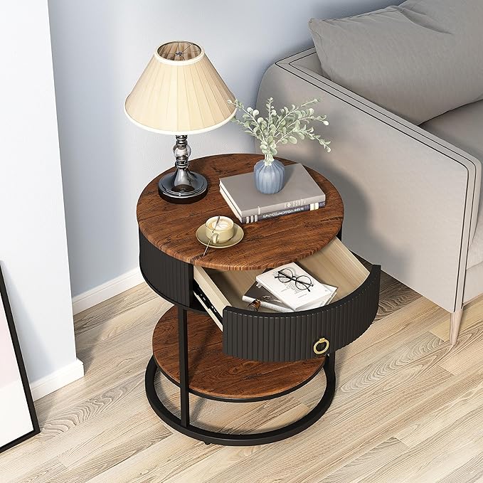 Moderno Round Side Table with Storage