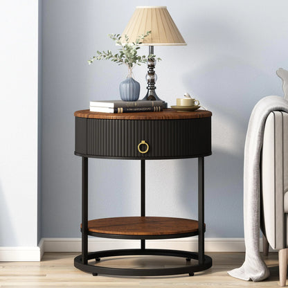 Moderno Round Side Table with Storage