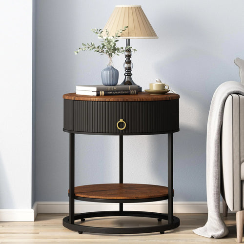 Moderno Round Side Table with Storage