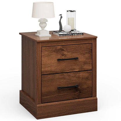 Giantex Classic Walnut Bedside Table with Storage