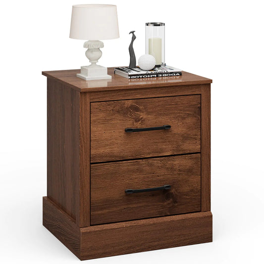 Giantex Classic Walnut Bedside Table with Storage