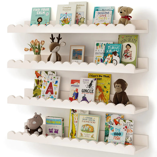 White Floating Nursery Book Shelves 4-Pack