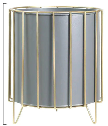 Nordic Style Iron Planter with Gold Trim