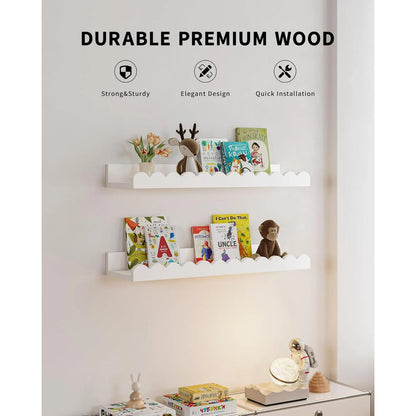 White Floating Nursery Book Shelves 4-Pack